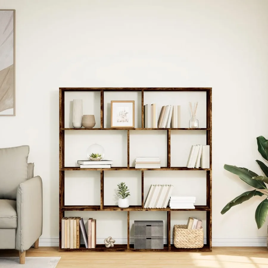 Bibliothèque chêne fumé 132x29x141,5 cm bois d'ingénierie - 3