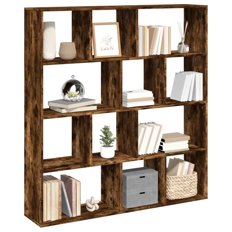 Bibliothèque chêne fumé 132x29x141,5 cm bois d'ingénierie - 4
