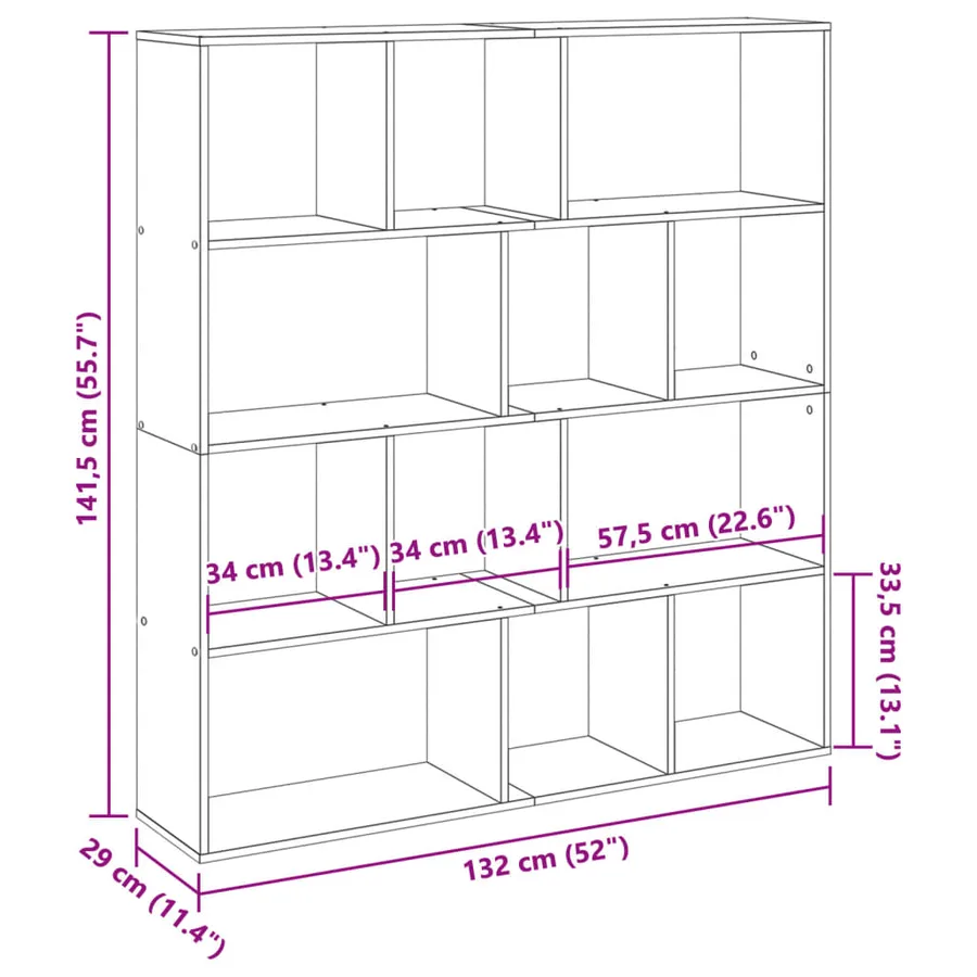 Bibliothèque blanc 132x29x141,5 cm bois d'ingénierie - 11