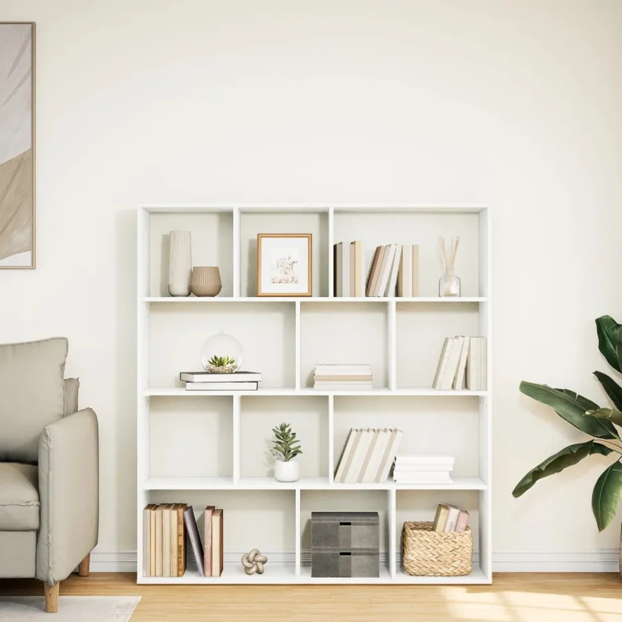 Bibliothèque blanc 132x29x141,5 cm bois d'ingénierie - 3