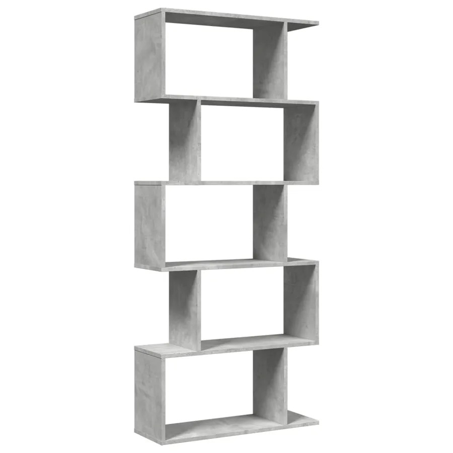 Étagère séparatrice de pièce à 5 niveaux gris béton 70x24x161cm - 2