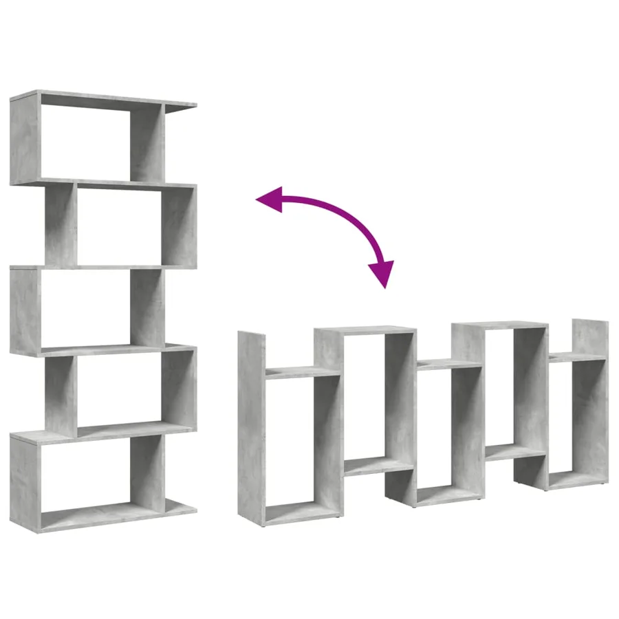 Étagère séparatrice de pièce à 5 niveaux gris béton 70x24x161cm - 9