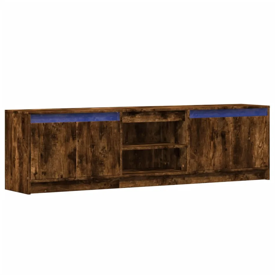 Meuble TV avec LED chêne fumé 180x34x50 cm bois d'ingénierie - 3