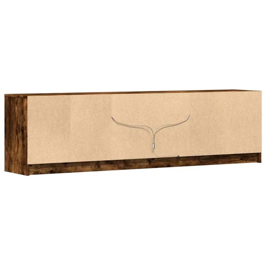 Meuble TV avec LED chêne fumé 180x34x50 cm bois d'ingénierie - 8