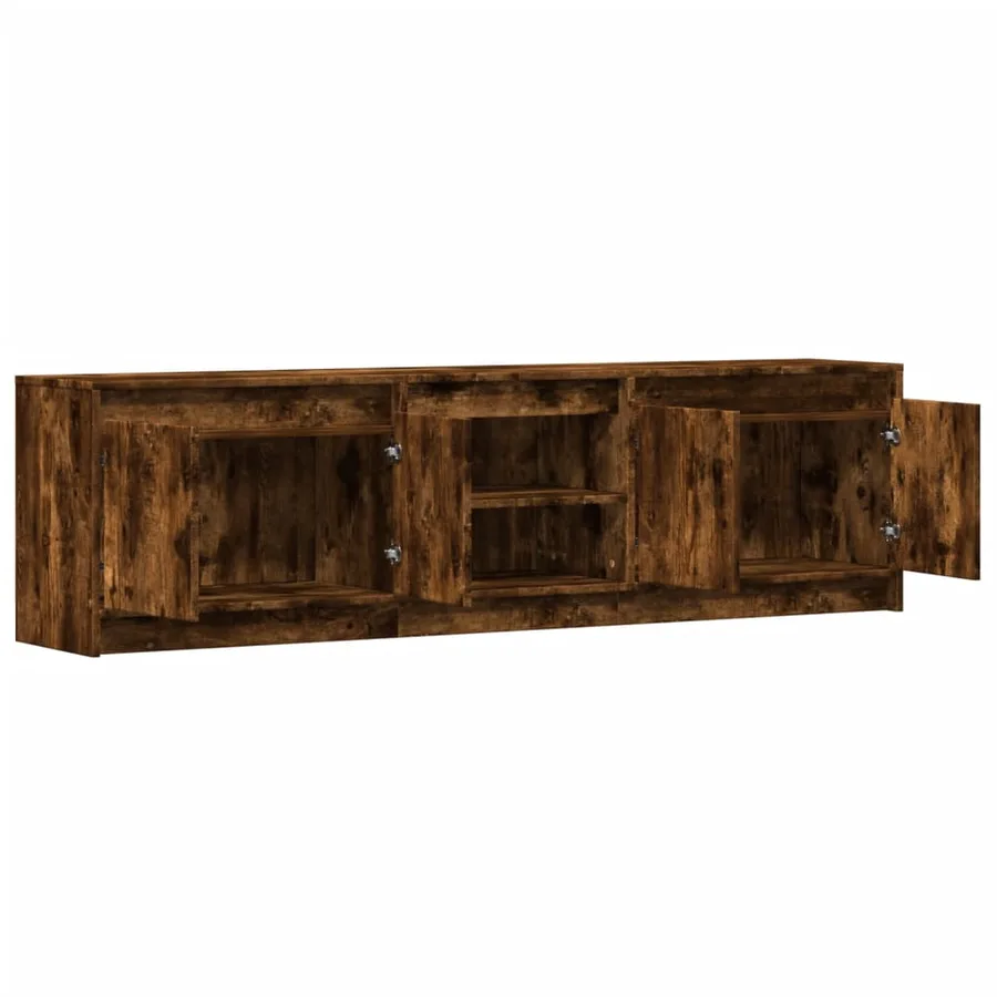 Meuble TV avec LED chêne fumé 180x34x50 cm bois d'ingénierie - 9