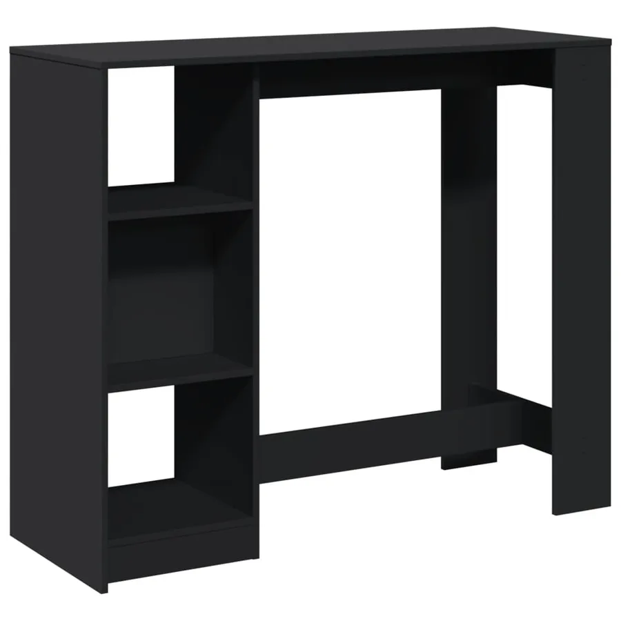 Table de bar avec étagère noir 124x46x103,5cm bois d'ingénierie - 2