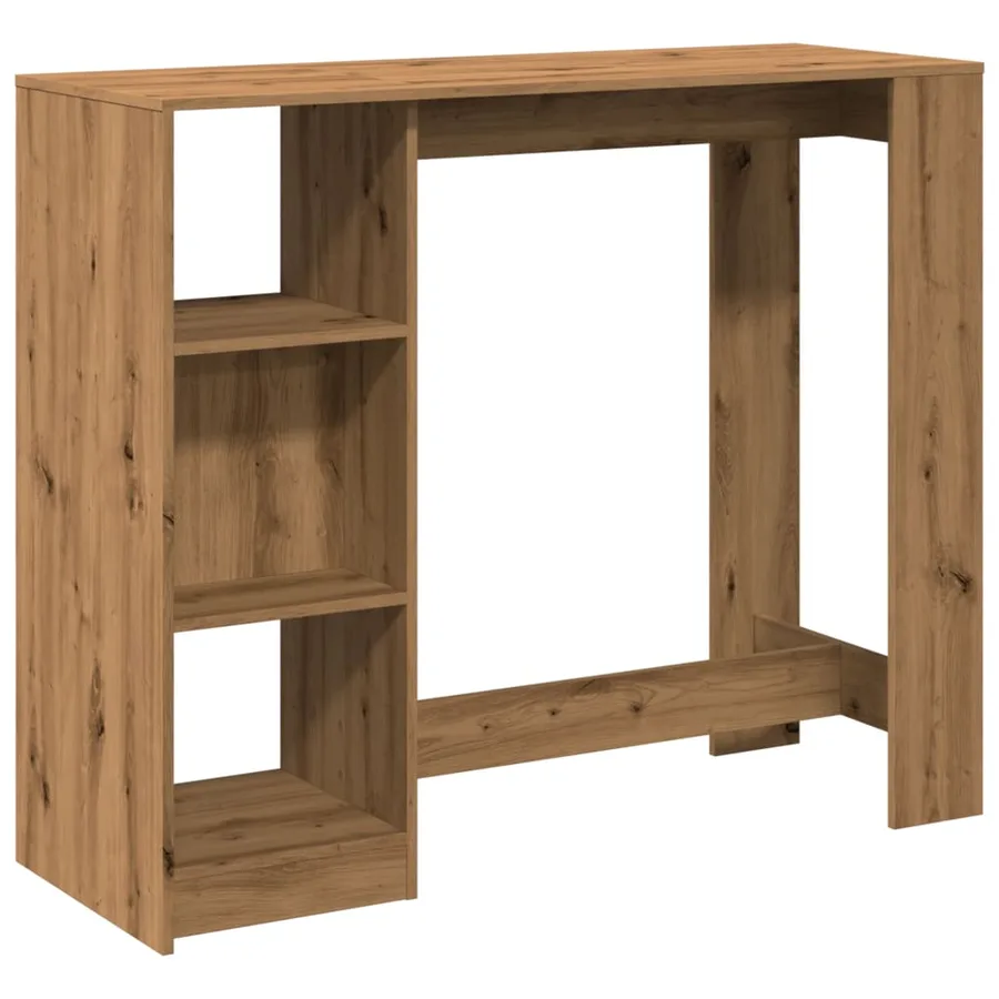 Table de bar avec étagère chêne artisanal bois d'ingénierie - 2
