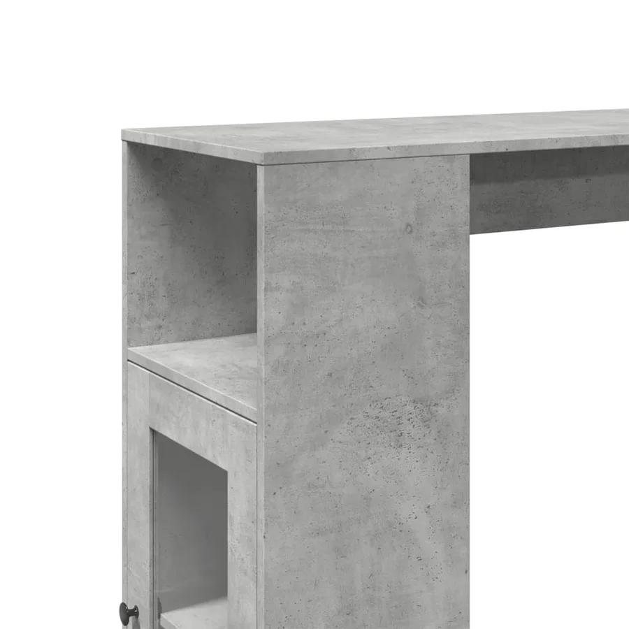 Table de bar avec étagères gris béton bois d'ingénierie - 9