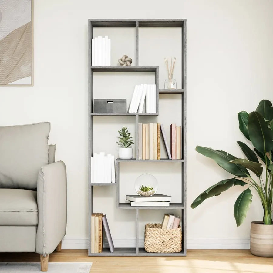 Étagère séparatrice de pièce sonoma gris 67x25x161,5 cm - 3