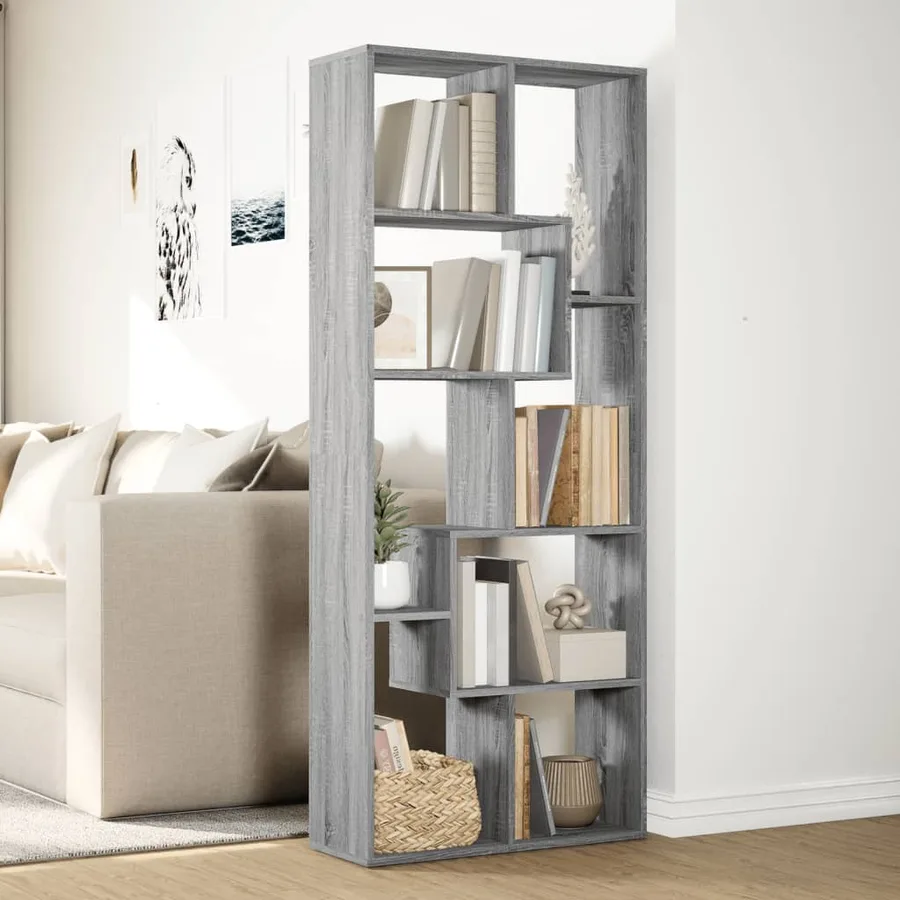 Étagère séparatrice de pièce sonoma gris 67x25x161,5 cm - 4