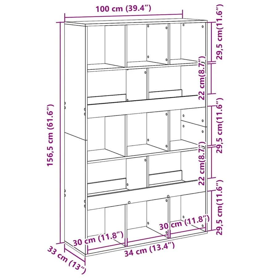 Bibliothèque blanc 100x33x156,5 cm bois d'ingénierie - 9