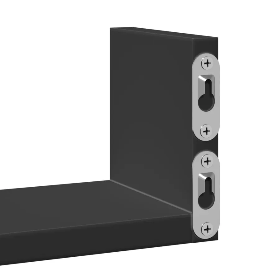Étagères murales 3 pcs noir bois d'ingénierie - 8