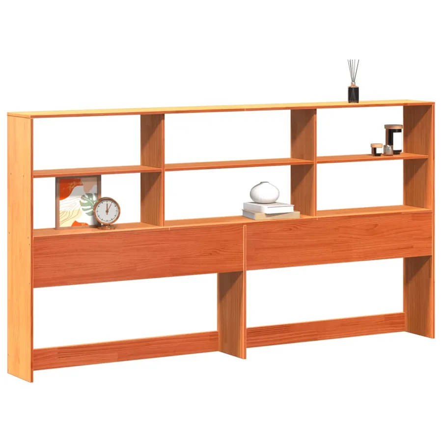 Tête de lit avec rangement cire marron 180cm bois massif de pin - 2