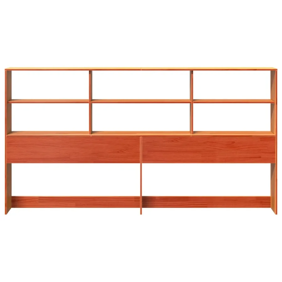 Tête de lit avec rangement cire marron 180cm bois massif de pin - 4
