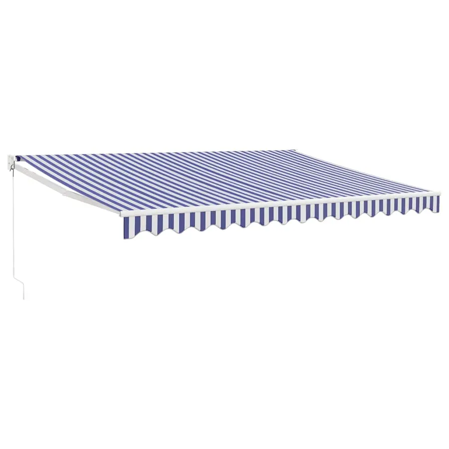 Auvent rétractable bleu et blanc 4,5x3 m tissu et aluminium - 2