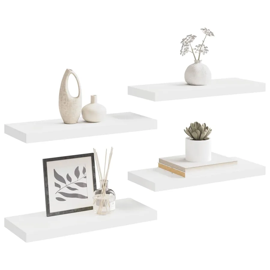 Étagères murales flottantes 4 pcs blanc 60x23,5x3,8 cm MDF - 5
