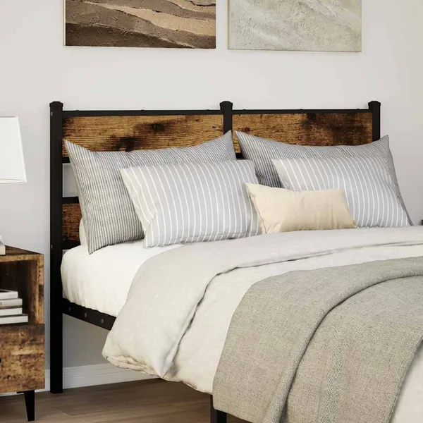 Tête de lit de remplacement chêne fumé 135 cm fer et bois d'ingénierie