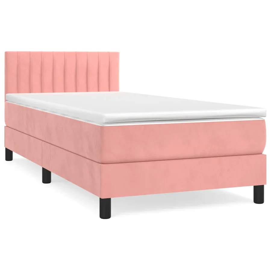 Sommier à lattes de lit avec matelas Rose 100x200 cm Velours - 2