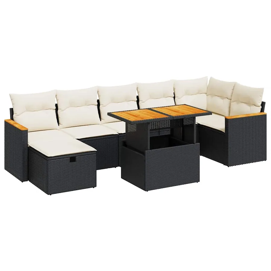 Salon de jardin 5 pcs avec coussins noir résine tressée - 2