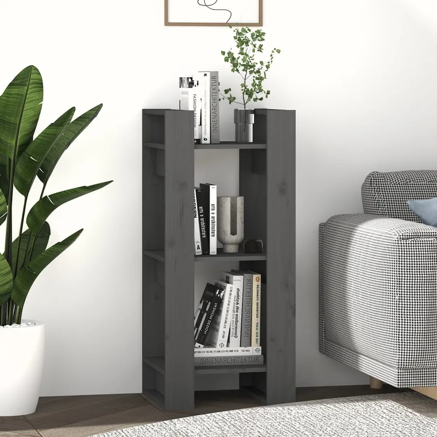 Bibliothèque/Séparateur de pièce Gris 41x35x91 cm Pin solide - 6