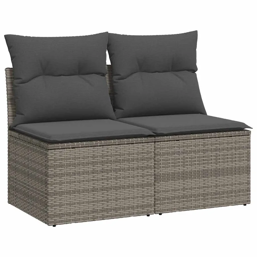 Salon de jardin 2 pcs avec coussins gris résine tressée acacia - 2
