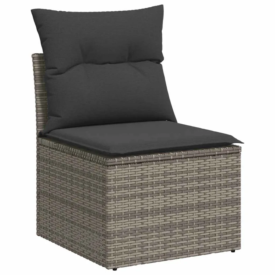 Salon de jardin 2 pcs avec coussins gris résine tressée acacia - 4