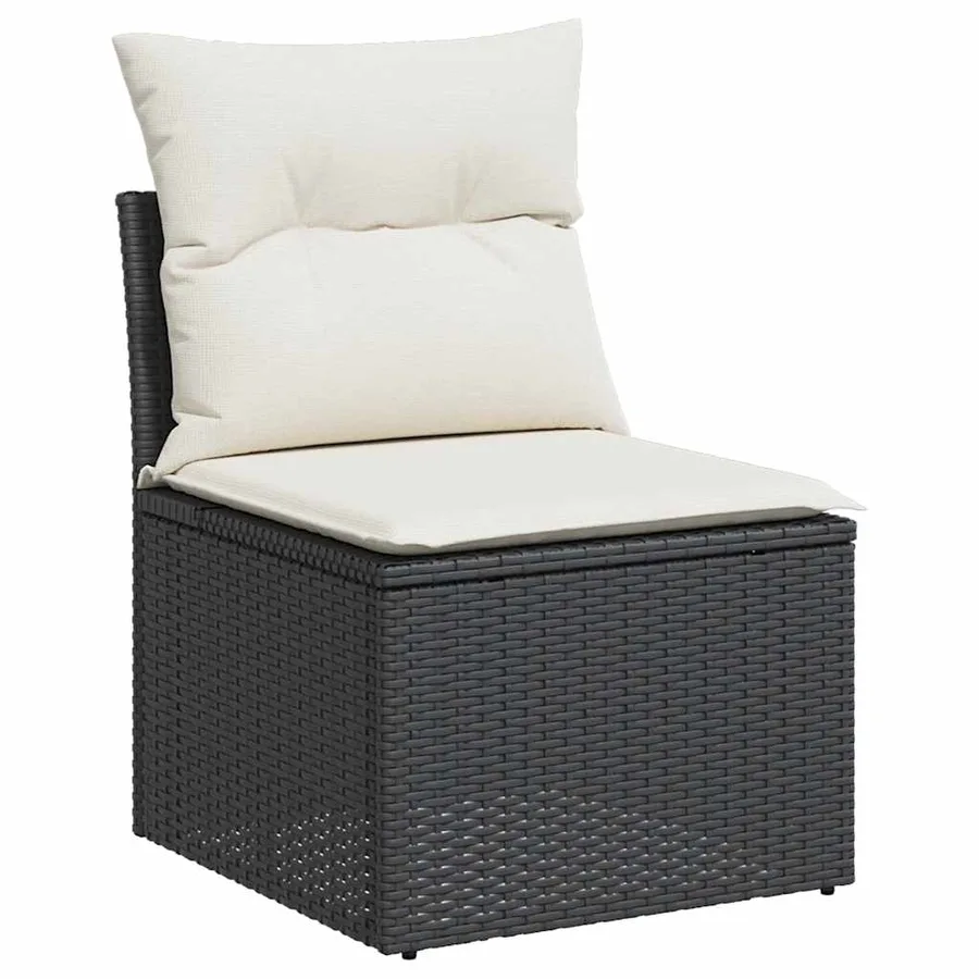 Salon de jardin 6 pcs avec coussins noir résine tressée - 3