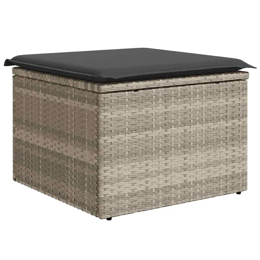 Salon de jardin 8 pcs avec coussins gris clair résine tressée - 7
