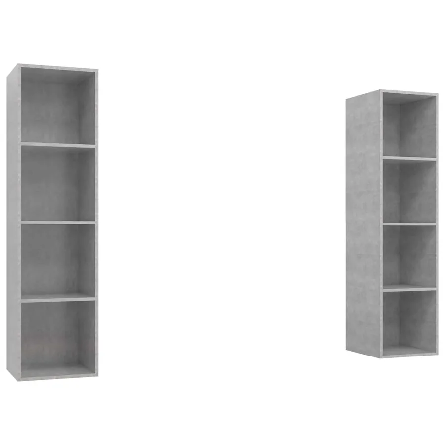 Meubles TV muraux 2 pcs Gris béton Bois d'ingénierie - 2