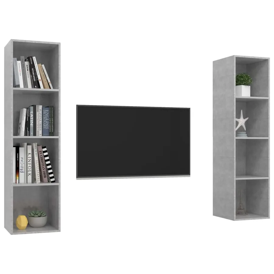 Meubles TV muraux 2 pcs Gris béton Bois d'ingénierie - 3