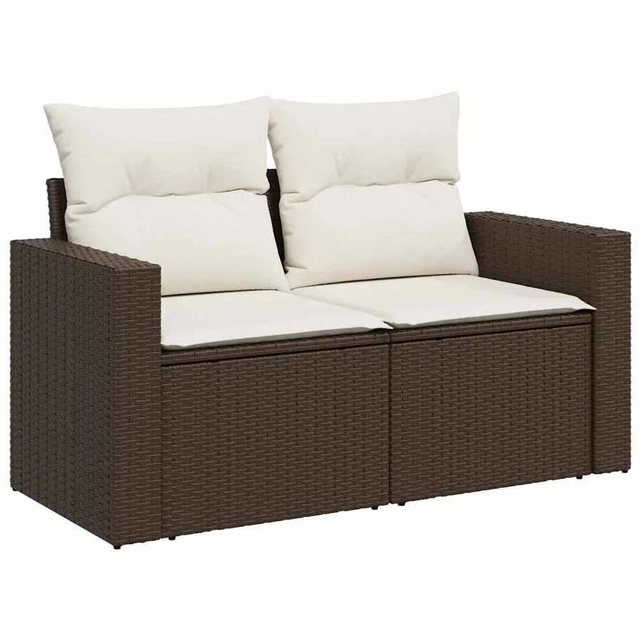 Salon de jardin avec coussins 6 pcs marron résine tressée - 5