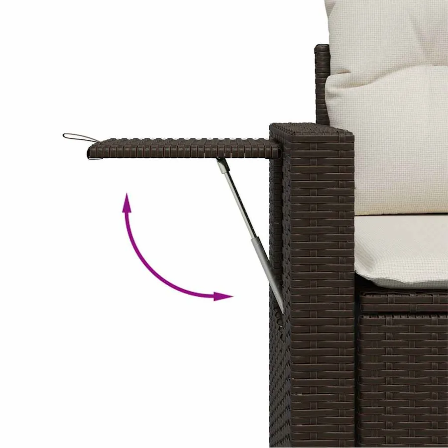 Salon de jardin avec coussins 5 pcs marron résine tressée - 11