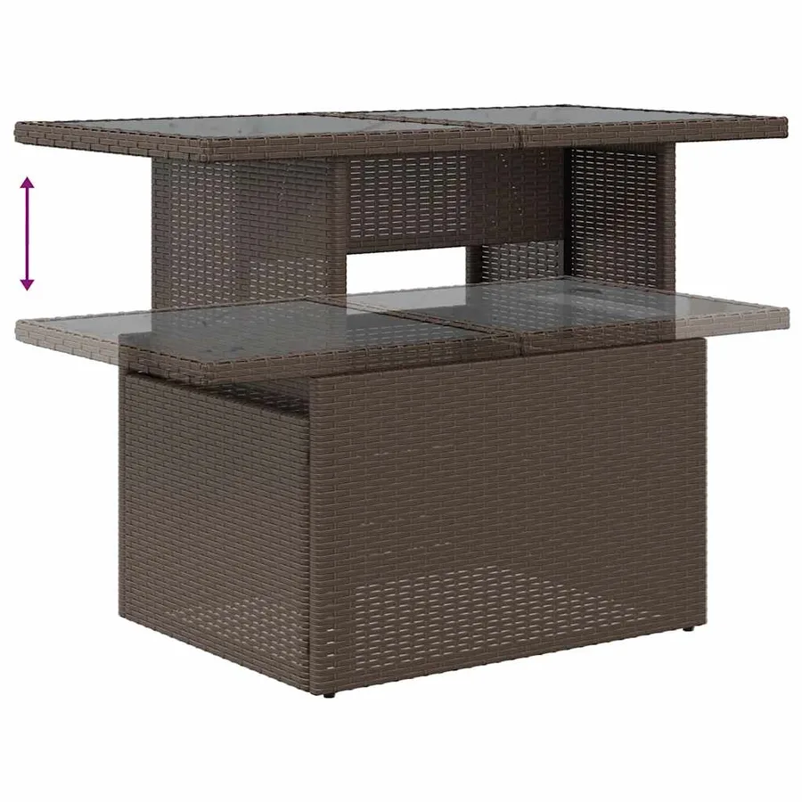 Salon de jardin avec coussins 9 pcs marron résine tressée - 9