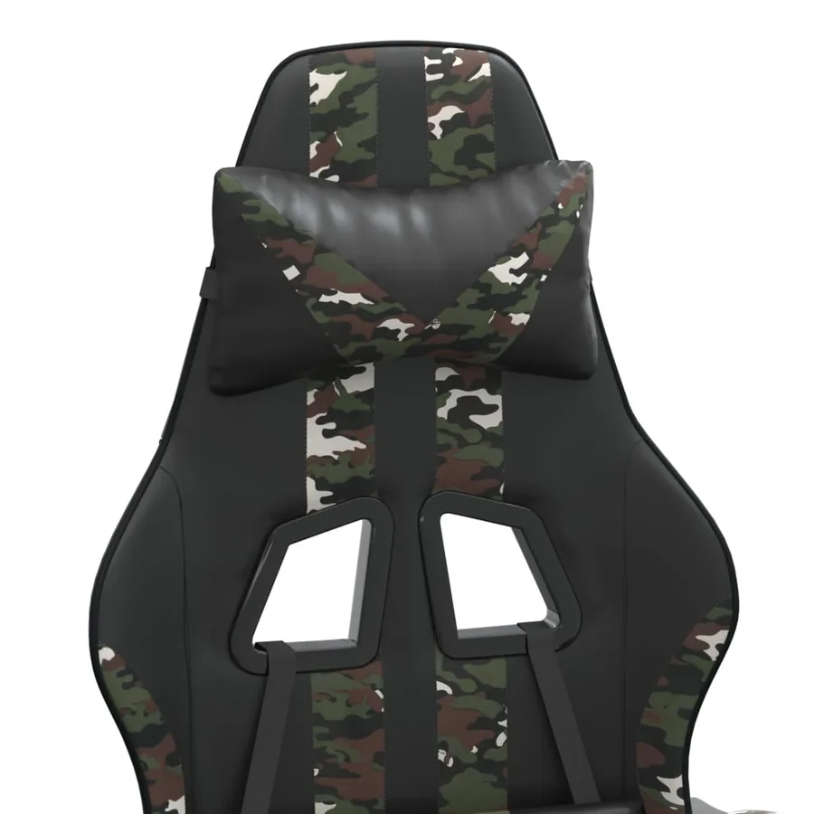 Chaise de jeu avec repose-pied Noir et camouflage Similicuir - 10