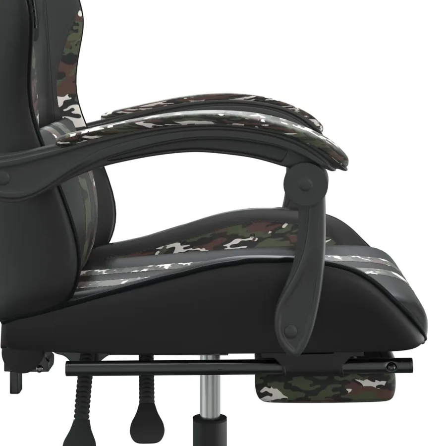 Chaise de jeu avec repose-pied Noir et camouflage Similicuir - 11