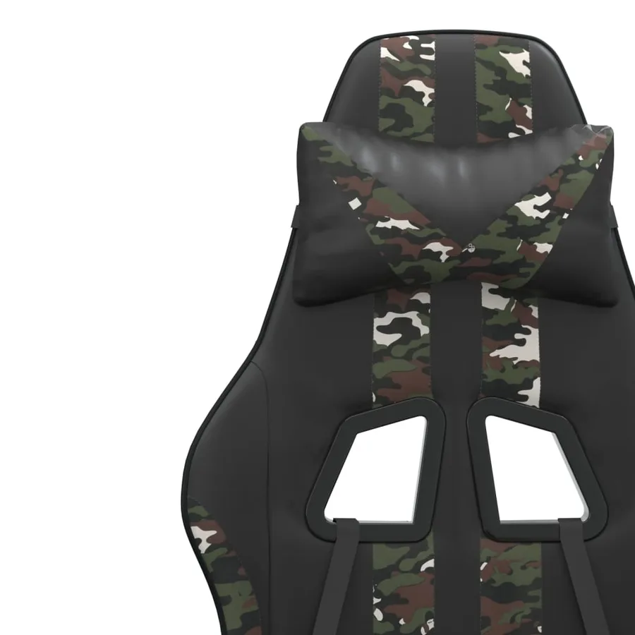 Chaise de jeu avec repose-pied Noir et camouflage Similicuir - 12