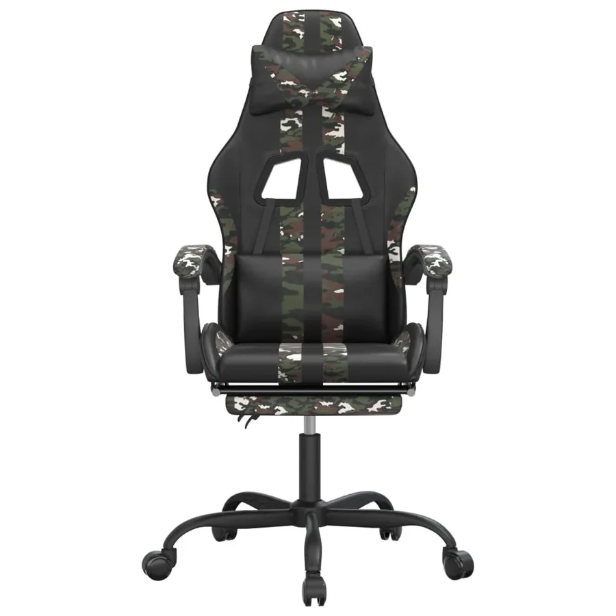 Chaise de jeu avec repose-pied Noir et camouflage Similicuir - 3