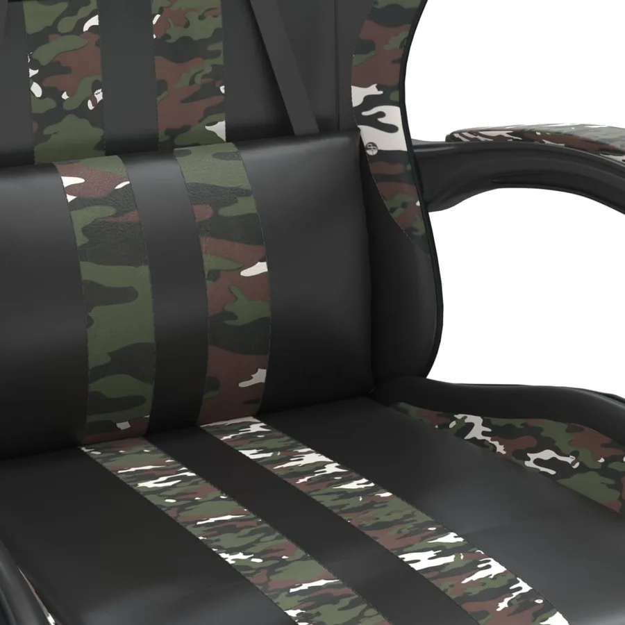Chaise de jeu avec repose-pied Noir et camouflage Similicuir - 9