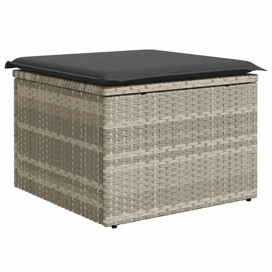 Salon de jardin 6 pcs avec coussins gris clair résine tressée - 6