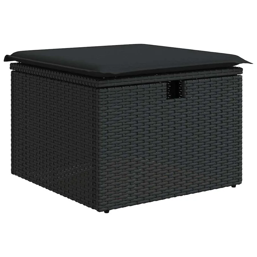 Salon de jardin 6 pcs avec coussins noir résine tressée - 5