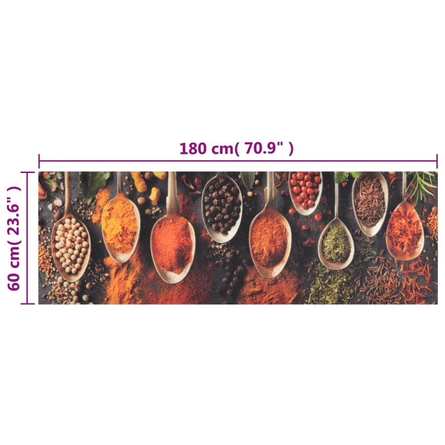 Tapis de cuisine lavable impression cuillère épices 60x180 cm - 5