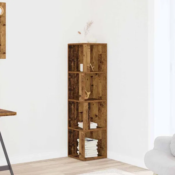 Armoire d'angle vieux bois 33x33x132 cm bois d'ingénierie