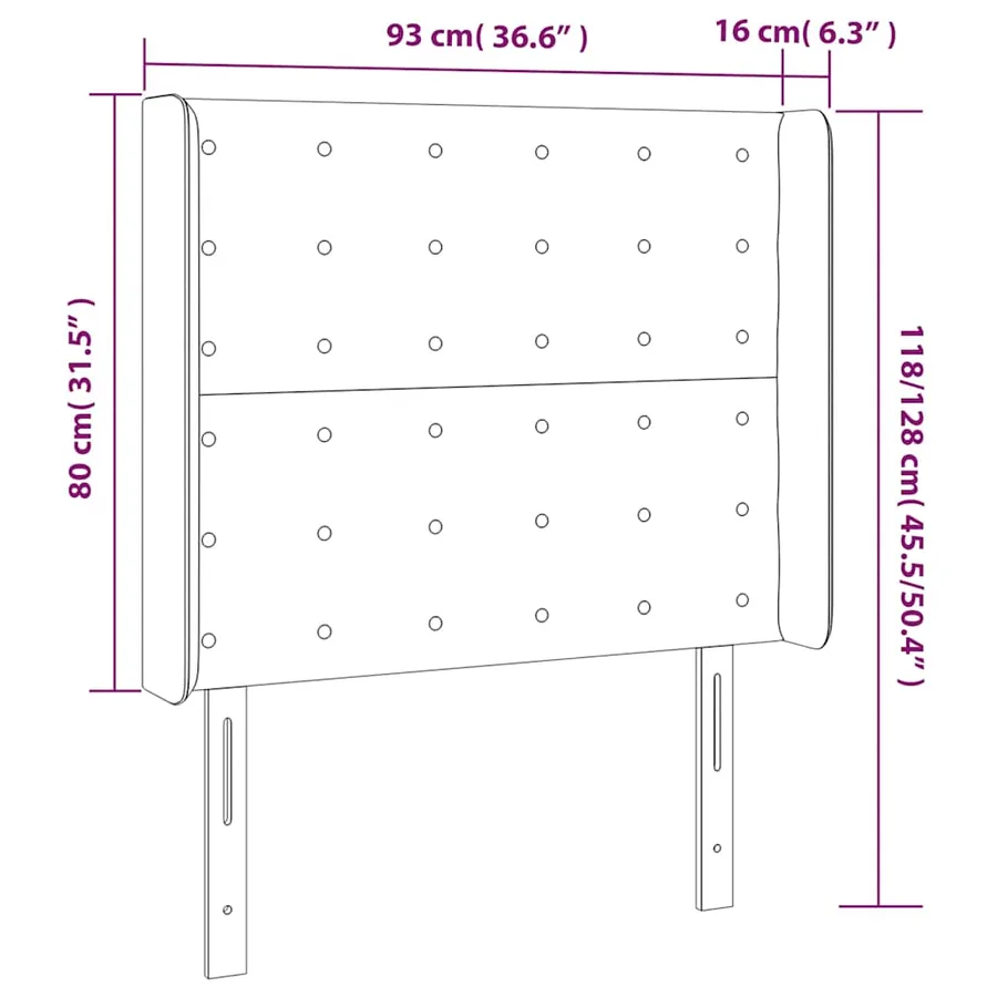 Tête de lit avec oreilles Bleu foncé 93x16x118/128 cm Velours - 9