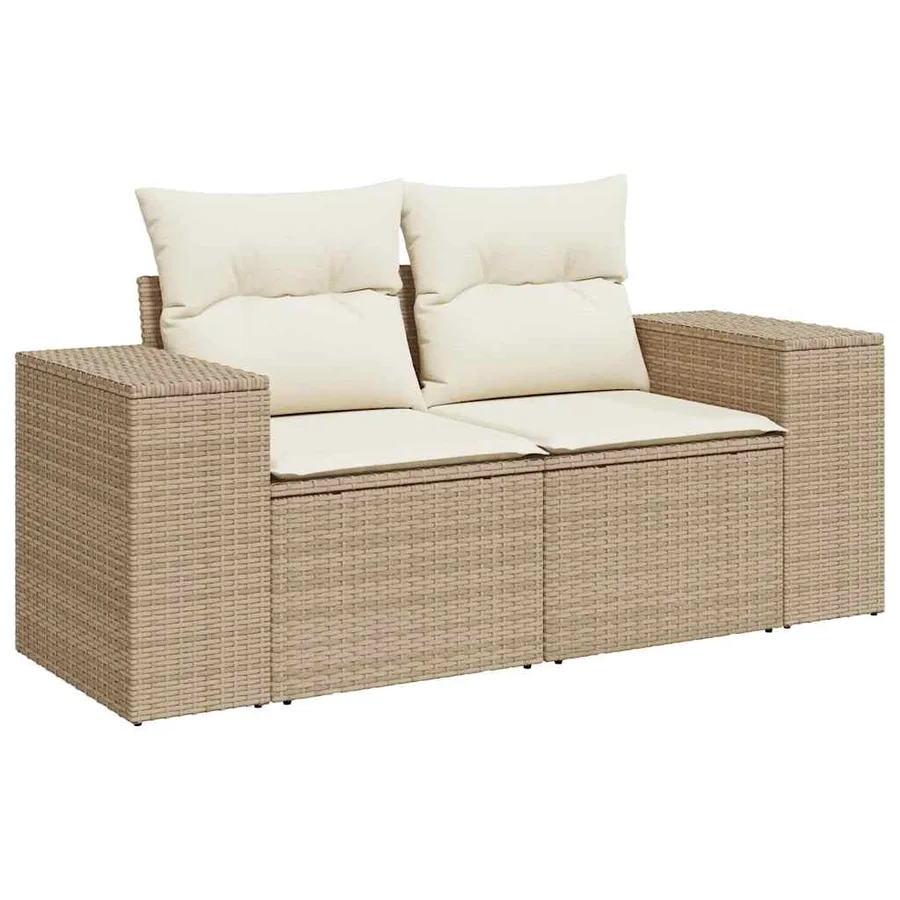 Salon de jardin avec coussins 8 pcs beige résine tressée - 4