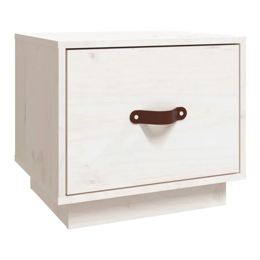 Table de chevet Blanc 40x34x35 cm Bois de pin solide - 2