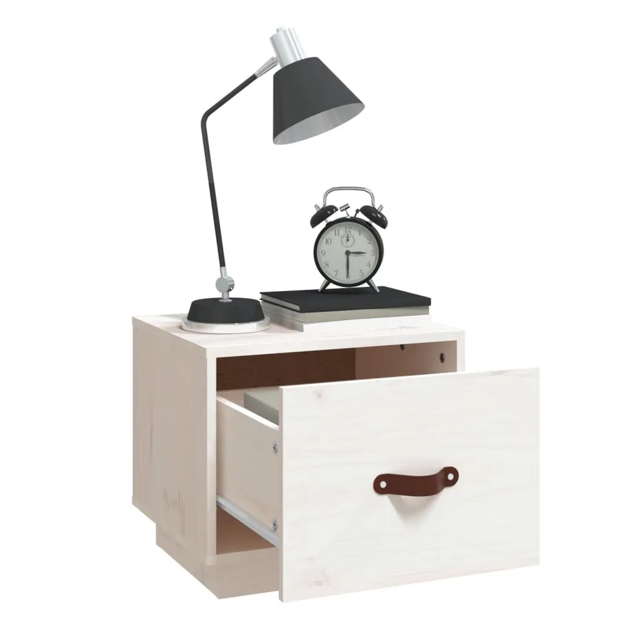 Table de chevet Blanc 40x34x35 cm Bois de pin solide - 4