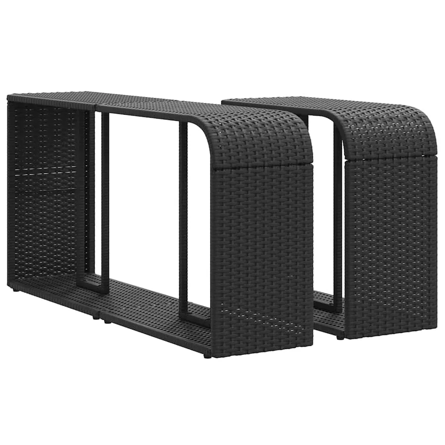Salon de jardin 10 pcs avec coussins noir résine tressée - 7