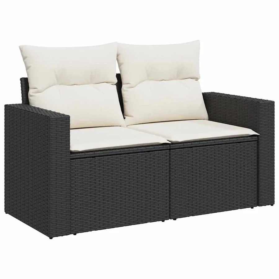 Salon de jardin 8 pcs avec coussins noir résine tressée - 5