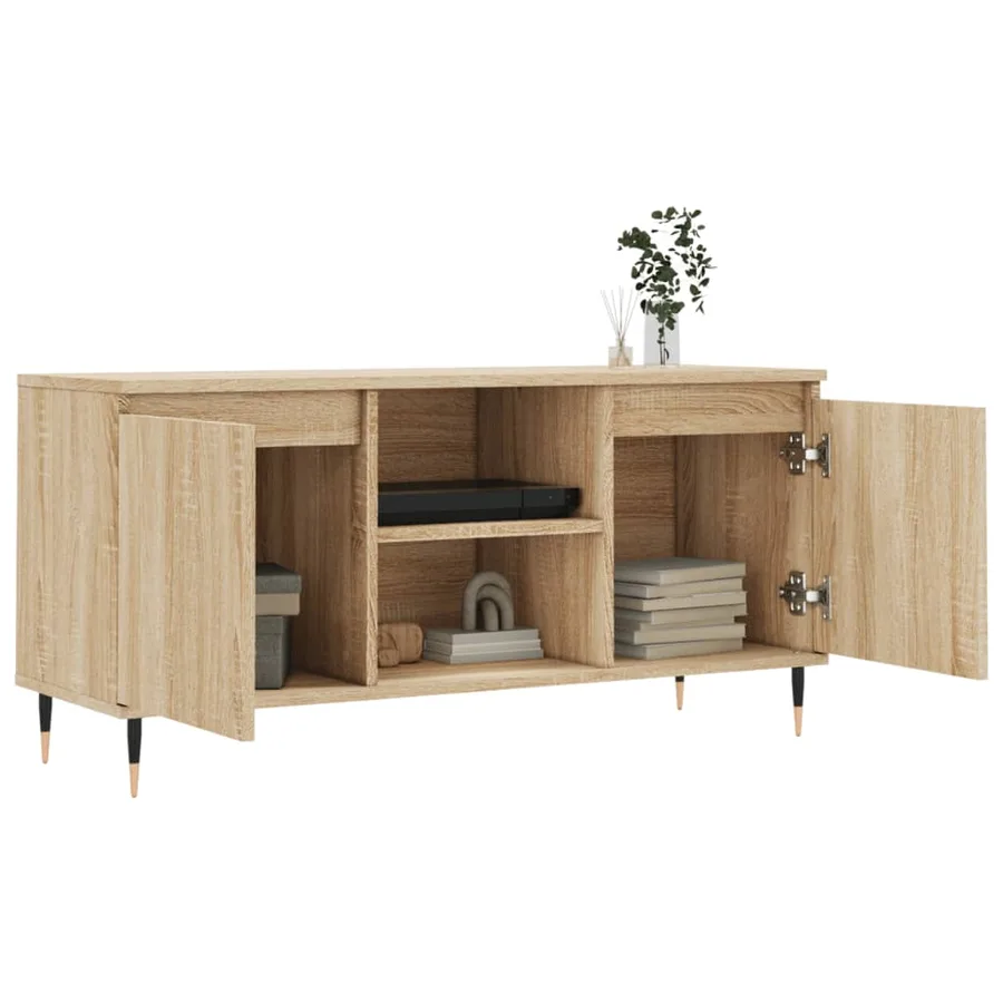 Meuble TV chêne sonoma 104x35x50 cm bois d'ingénierie - 4