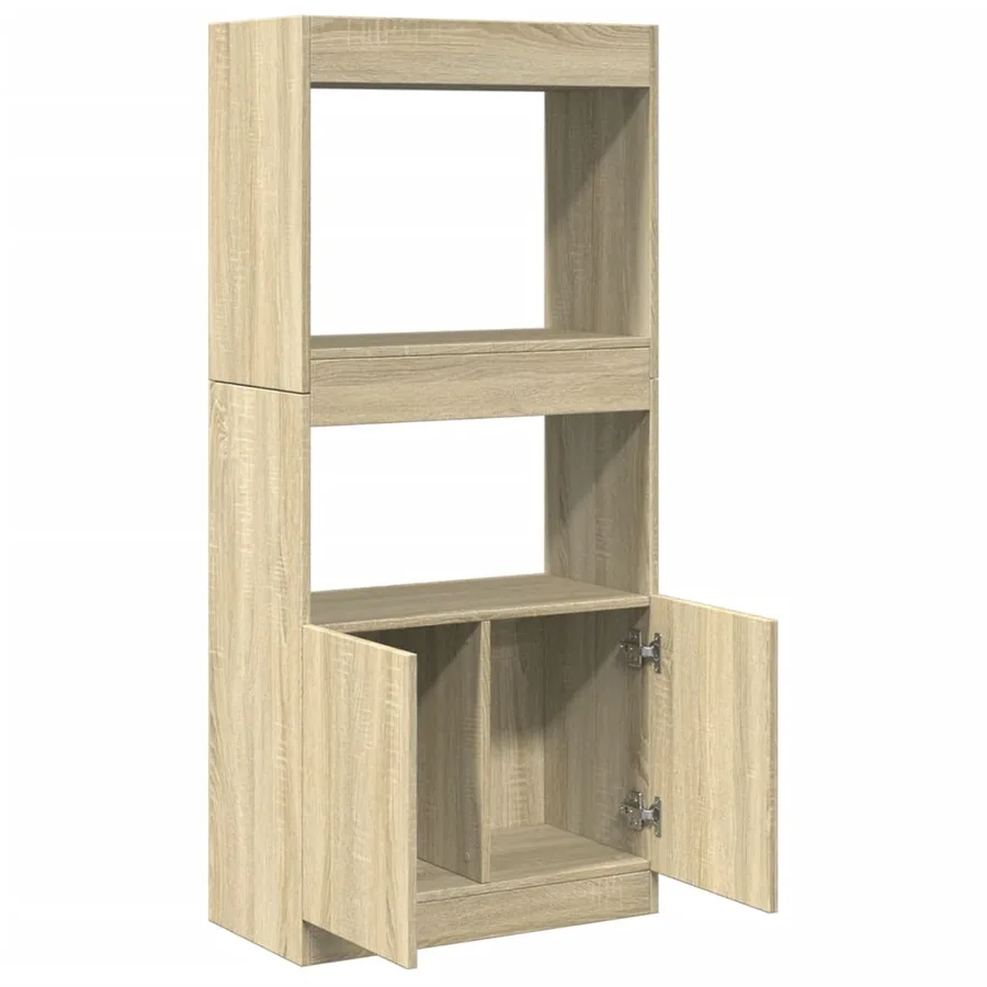Buffet haut chêne sonoma 63x33x140 cm bois d'ingénierie - 8